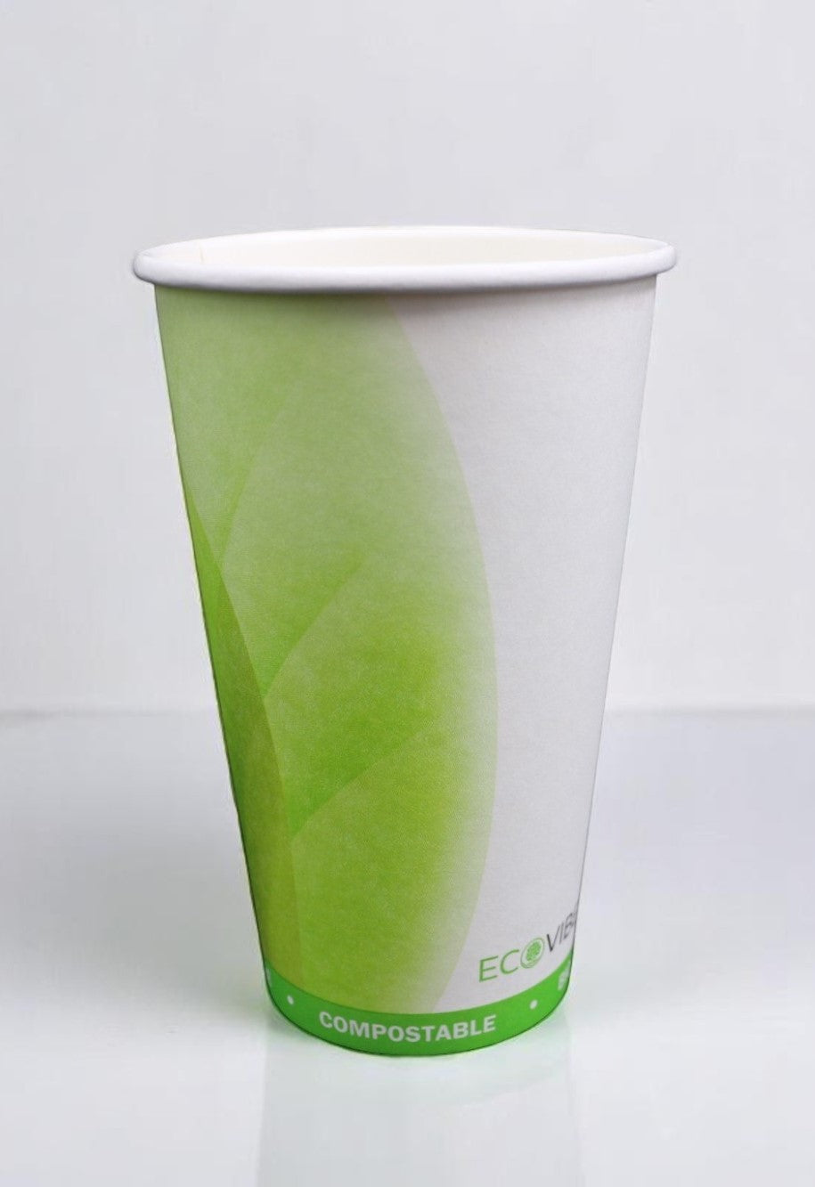 16 Oz Single Wall Ecovibe Leaf Print Compostable Cups 90mm - Qty 1000