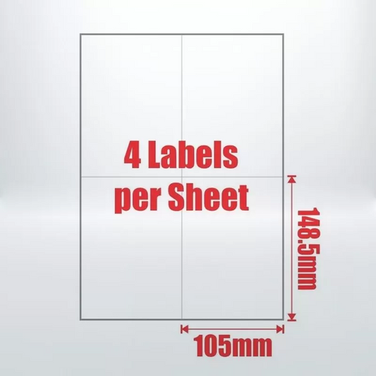 100pcs A4 4UP Address Labels Stickers Self Adhesive
