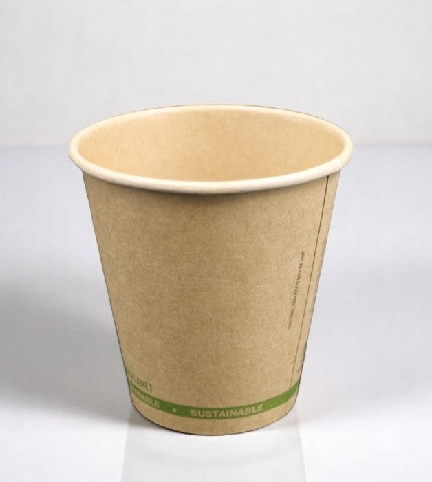 8 Oz Single Wall Kraft Paper Hot Beverage Cups 86mm Rim - Qty 1000