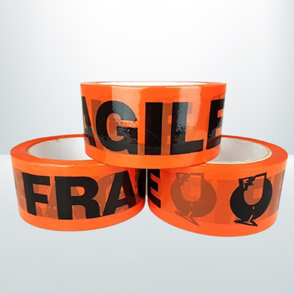 72 Rolls 48mmx75m Orange and Black Fragile Moving Packaging Tapes