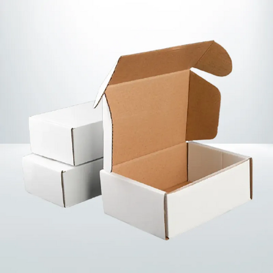 100Pcs 100 x 75 x 50mm White Mailing Box Die Cut Self Lock
