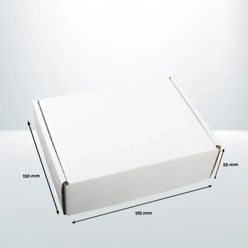 100Pcs 175 x 130 x 55mm White Diecut Mailing Box Self Locking 
