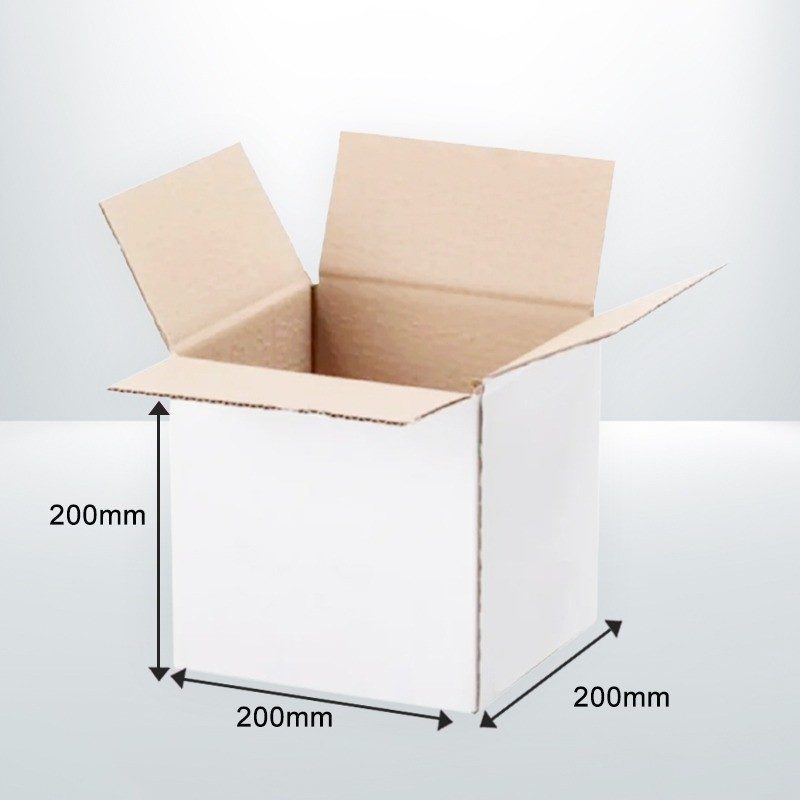 50pcs Mailing Box 200x200x200mm White RSC Regular Slotted Shipping Carton Cube Square