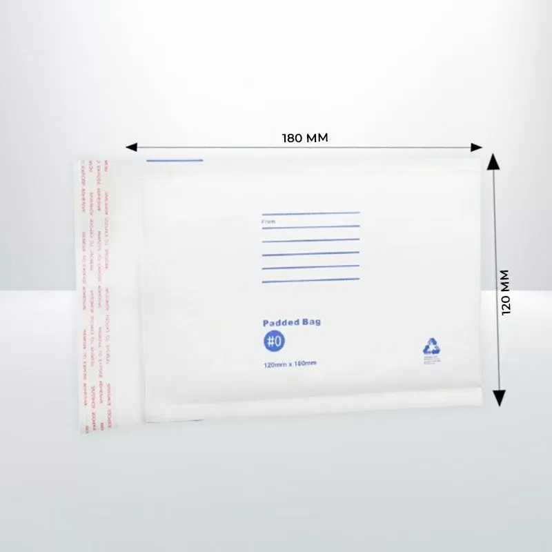 120mm x 180mm White Bubble Mailer Printed Padded Bag Envelope