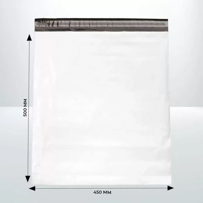 450mm x 500mm White Plastic Poly Bags Courier Shipping